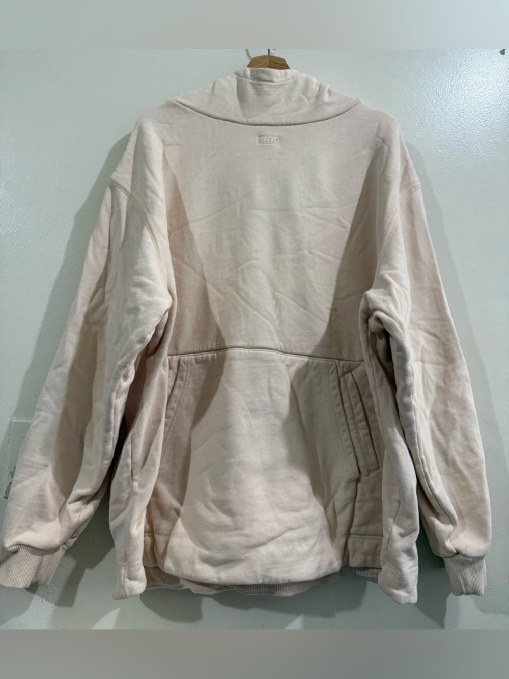 Kith Oversized Pullover Hoodie in Pale Pink/Cream unisex